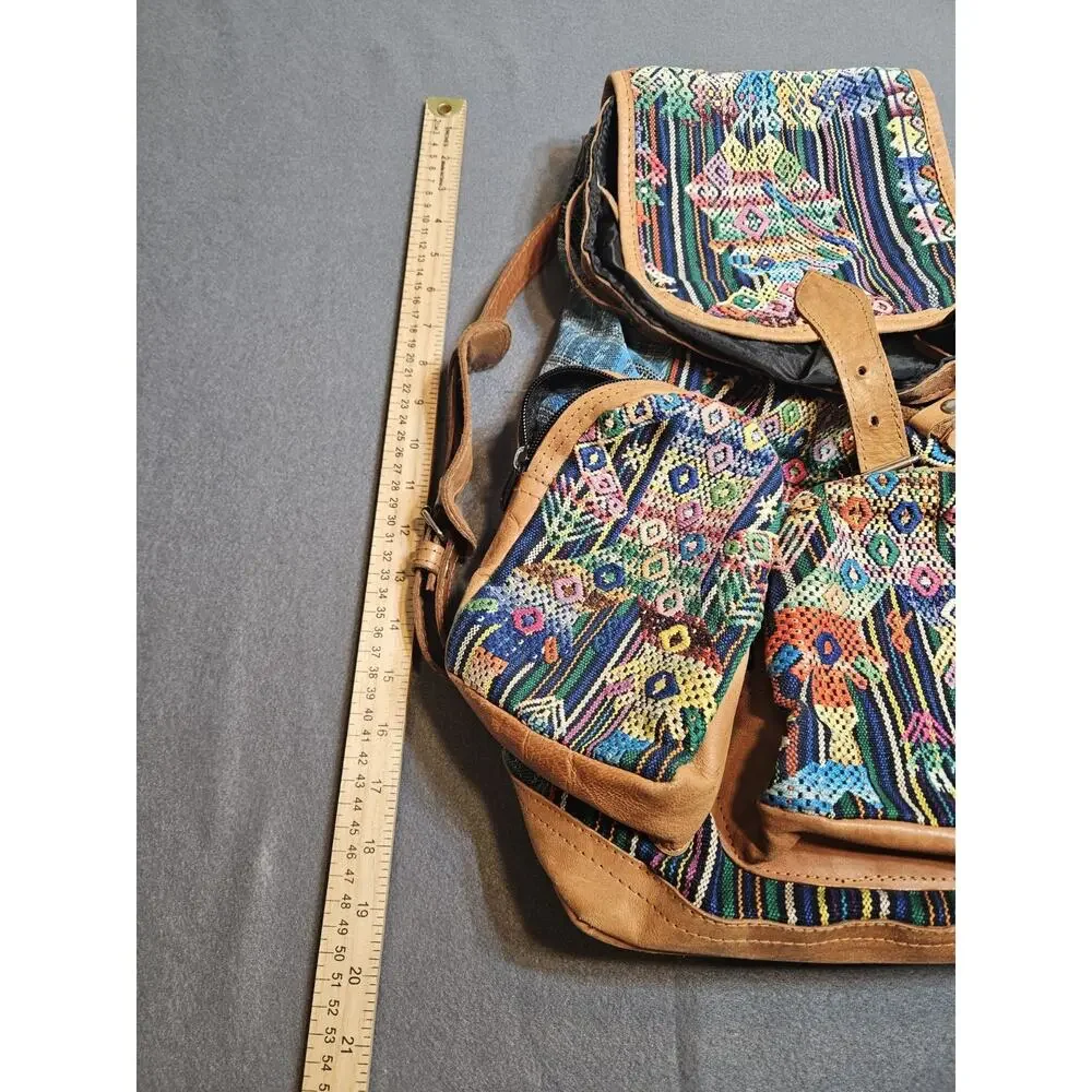 Large backpack Handmade Guatemalan Aztec Southwestern Bag Multiple Pockets